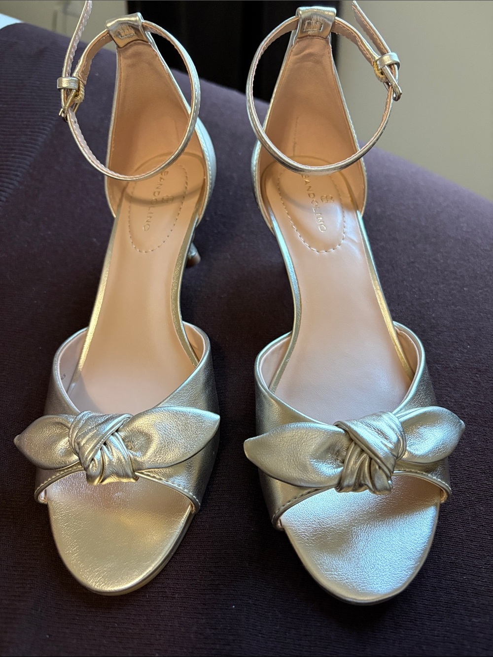 Bandalino gold kitten heel shoes